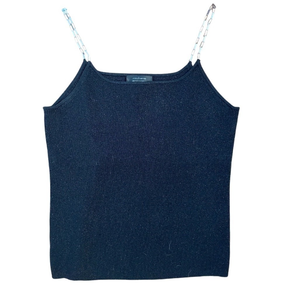 Michelle Antonelli Sparkling Black Tank with Metal “Paper Clip Chain” Straps